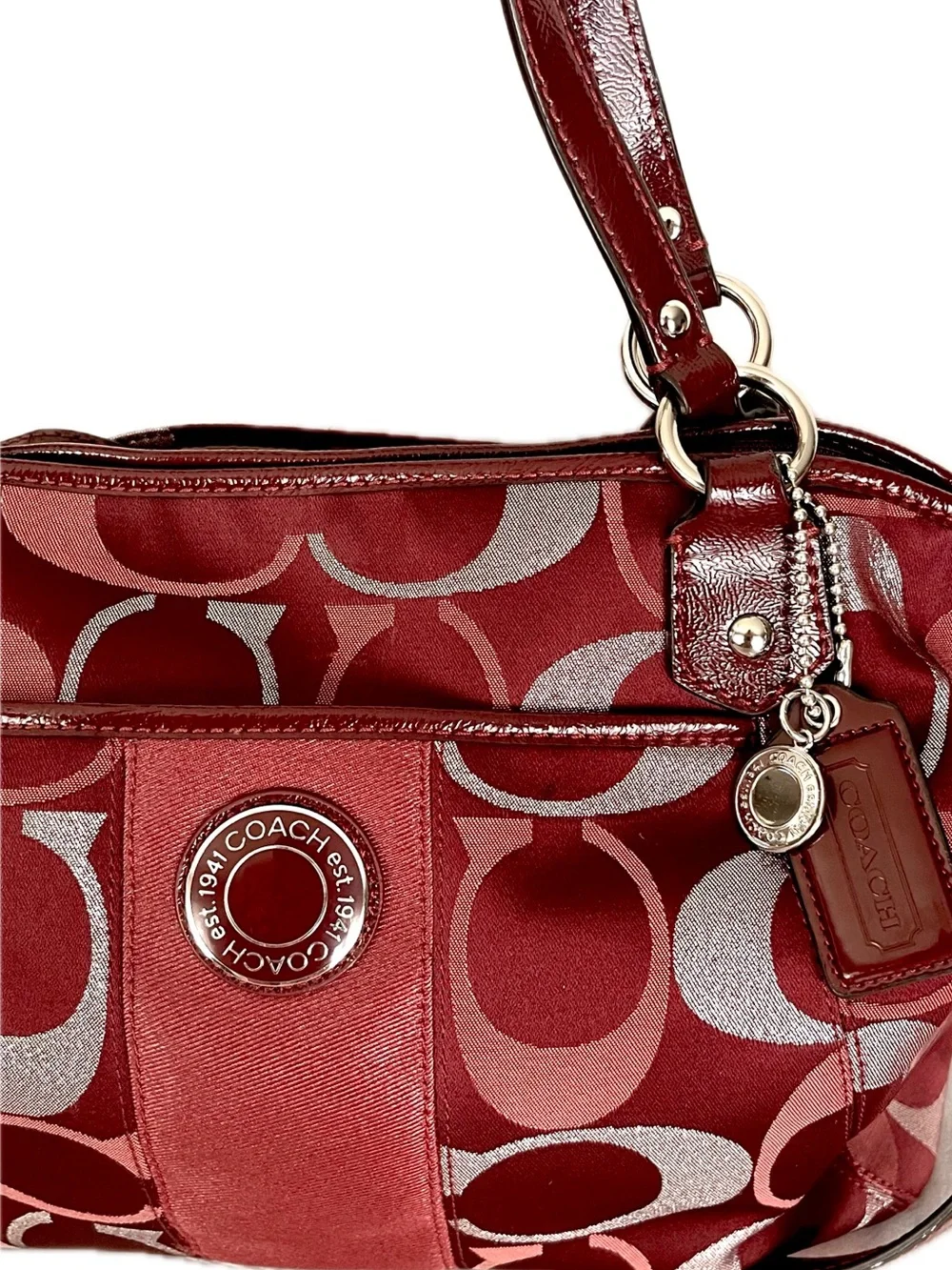 Coach Signature Jacquard Metallic C’s Shoulder/Crossbody Bag w/Snap Head Charm